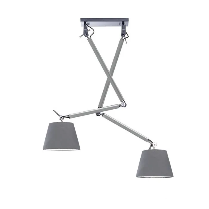 2 S lampa wisząca 2x60W E27 230V aluminium z szarymi abażurami Darmowy zwrot