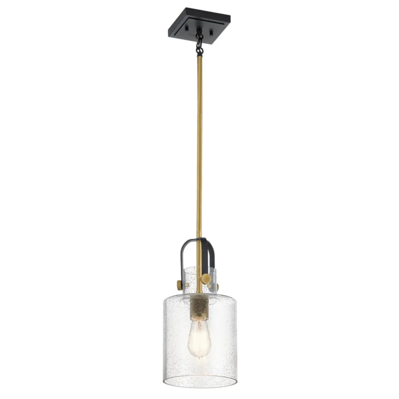 Ograniczona ilość Lampa wisząca Kitner QN-KITNER-P-NBR Quintiesse 1xE27 60W Stal, Szkło z bąbelkami powietrza Naturalny mosiądz