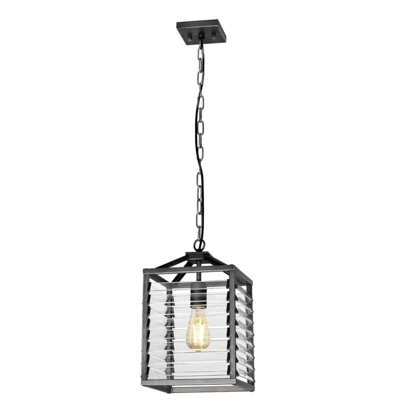 Lampa wisząca Louvre LOUVRE-1P Elstead Lighting 1xE27 60 W Stal, Szkło Szary Nowość
