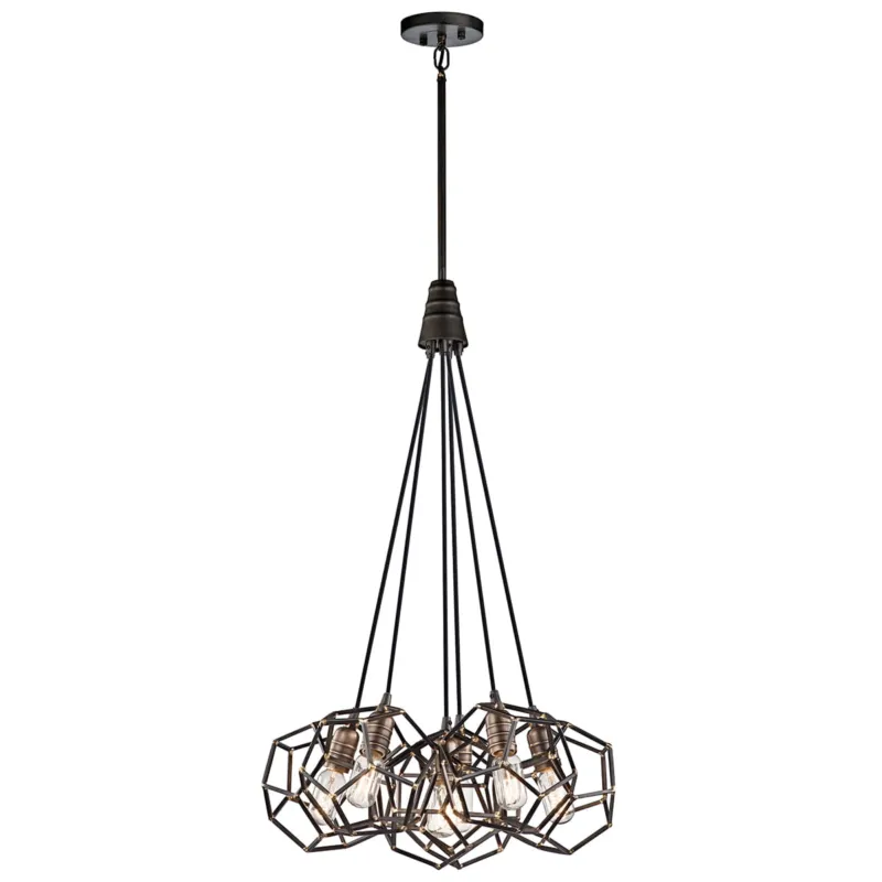 Cena promocyjna Lampa wisząca Rocklyn KL-ROCKLYN6-RS Elstead Lighting 6x100W E27 Stal Mosiądz