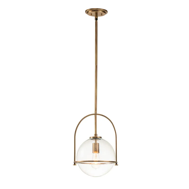 Lampa wisząca Somerset QN-SOMERSET-P-C-HB Quintiesse 1xE27 60W Stal, Szkło z bąbelkami powietrza Stary mosiądz Okazja