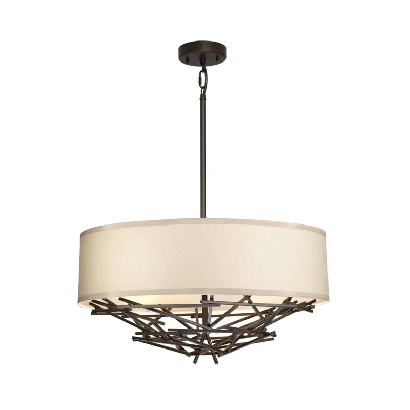 Zamów teraz Lampa wisząca Taiko TAIKO-4P Elstead Lighting 4xE27 60 W Stal, Len Stary brąz