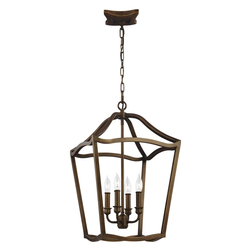 Cena promocyjna Lampa wisząca Yarmouth FE-YARMOUTH-4P Elstead Lighting 4x60W E14 Stal Mosiądz