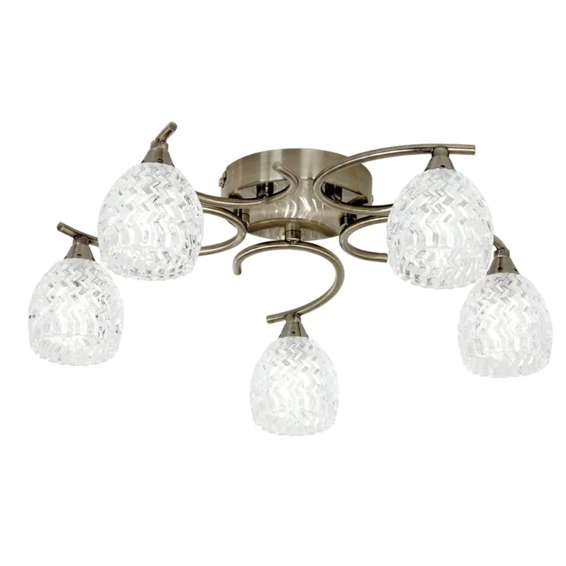Endon Lampa sufitowa Żyrandol Boyer 5x33W G9 Antyczny mosiądz Hit sprzedaży