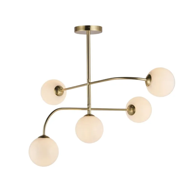 Bezpieczna płatność Endon Lampa sufitowa Żyrandol Otto 5x3W G9 Szczotkowany Mosiądz
