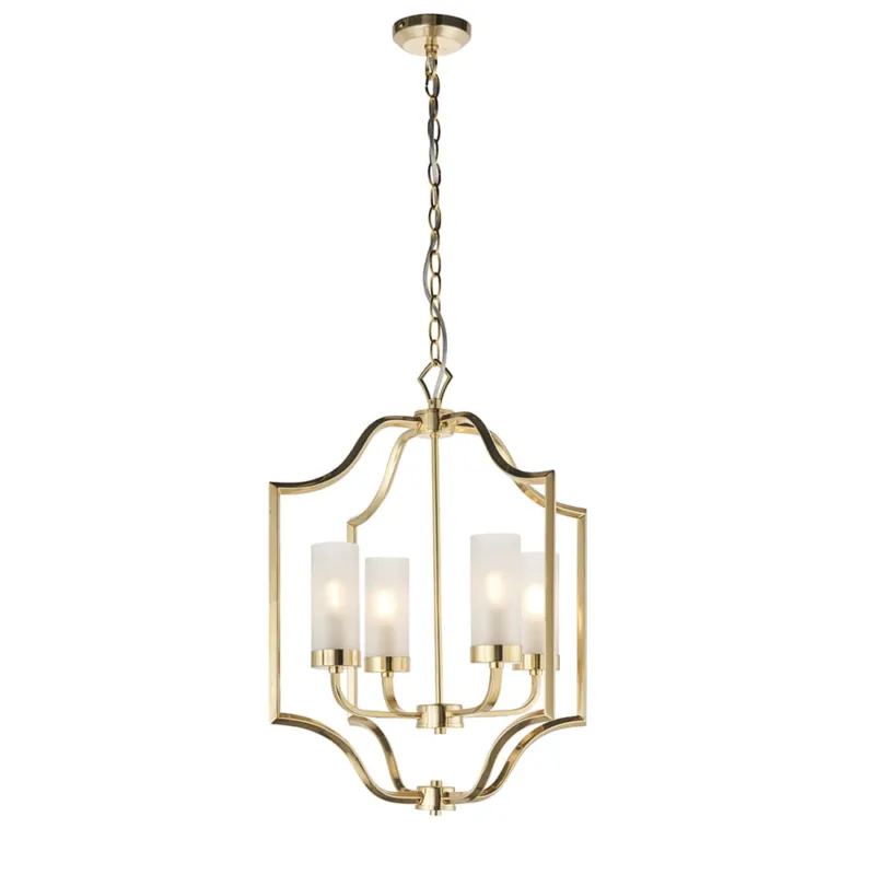 Dostępne od ręki Endon Lampa wisząca Edrea 4x40W E14 Mosiądz