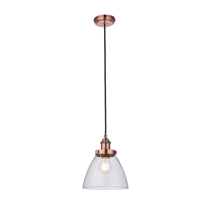 Darmowy zwrot Endon Lampa wisząca Hansen 1x40W E27 Postarzany miedź