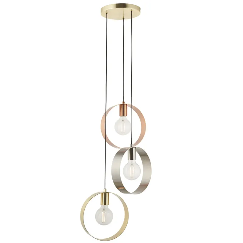 Wyjątkowa oferta Endon Lampa wisząca Hoop 3x40W E27 Złoty