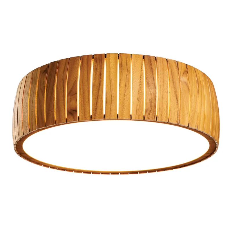 Cena promocyjna Lampa sufitowa plafon Barrel QN-BARREL-F-LED-50-TEAK Accord Lighting LED Naturalny fornir drewniany/Akryl/Aluminium niklowane Brązowy/Drewno