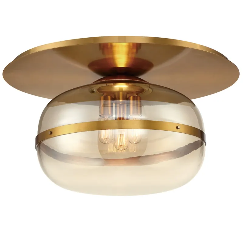 Niska cena Lampa sufitowa plafon Nottingham QN-NOTTINGHAM-F-L-AB Eurofase 3x40W E27 Stal/Szkło Złoty/Bursztynowy