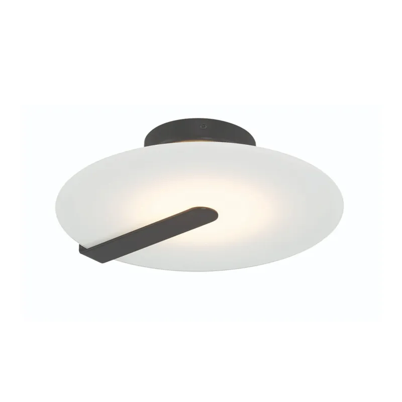 Lampa sufitowa plafon Nuvola QN-NUVOLA-F-S-BK Eurofase 1x14W LED Stal/Szkło matowe Czarny/Biały Premium