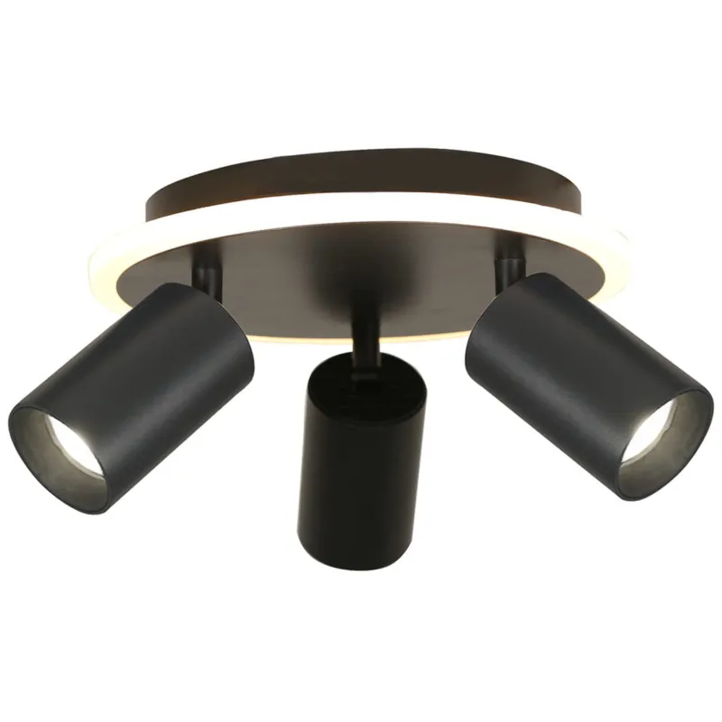 Lampa sufitowa plafon Parma LP-0612/3C Round BK Light Prestige 3xLED+GU10 Metal Czarny Hit cenowy