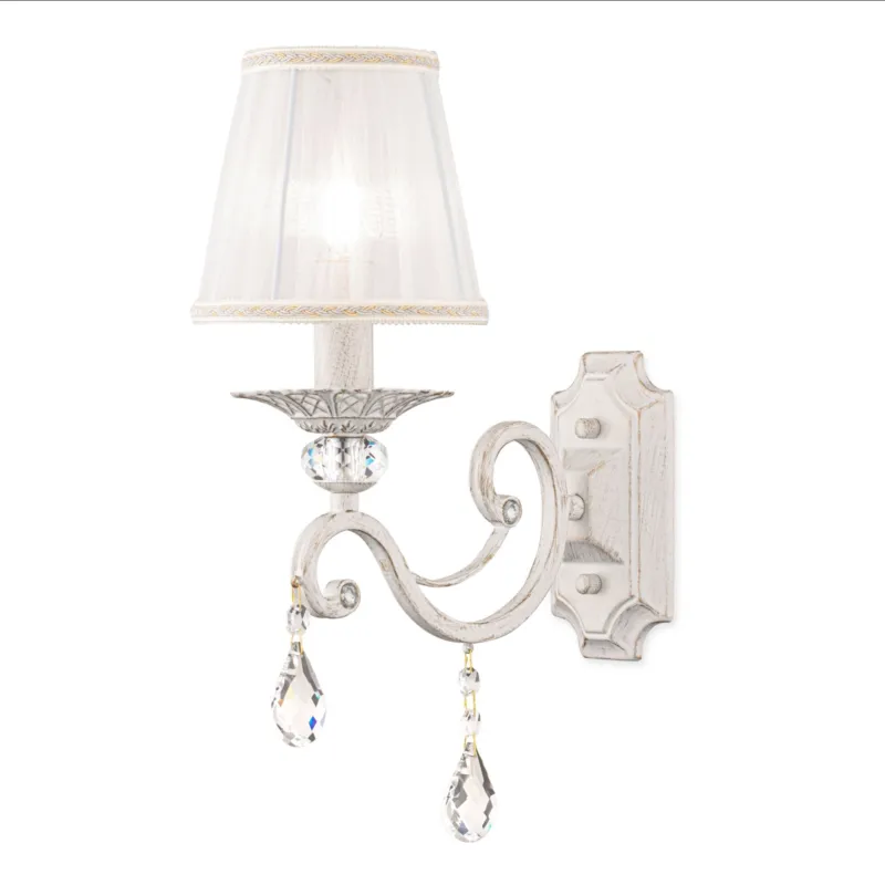 Nowy Lampa ścienna kinkiet Grace ARM247-01-G Maytoni E14x40W Metal/Organza Biały/Biały