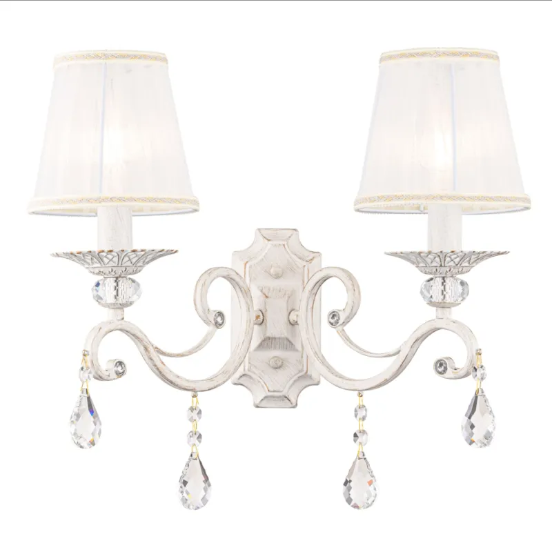 Wysoka jakość Lampa ścienna kinkiet Grace ARM247-02-G Maytoni E14x40W Metal/Organza Biały/Biały