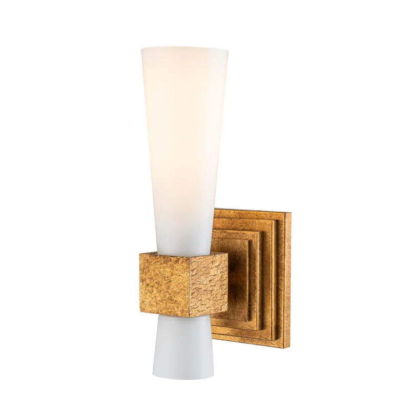 Zamów teraz Lampa ścienna Kinkiet Kristy KRISTY-1WB-DG-OPAL Elstead Lighting 1xE27 40W Stal, żywica syntetyczna, warstwowe szkło opalowe Złoty