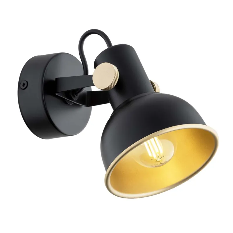 Najlepsza cena Lampa ścienna Kinkiet Lenora 8246 Argon 1xE14 7W Stal Lakierowana, Czarny/ El. Złote