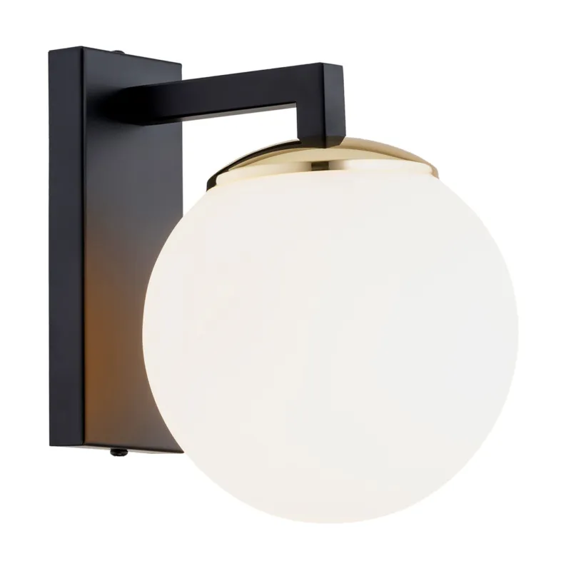 Dostępne od ręki Lampa ścienna Kinkiet Moritz 4771 Argon 1xE27 15W Szkło/ Stal Lakierowana, Opal Mat/ Czarny
