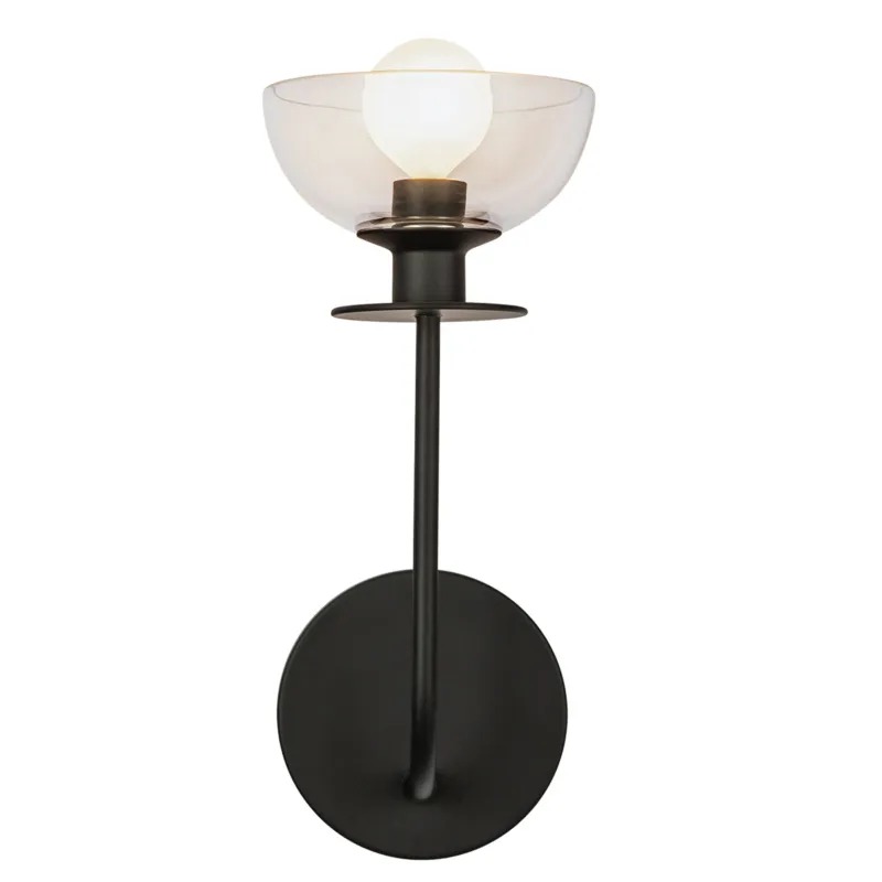 Lampa ścienna Kinkiet Sylvia ALM-SYLVIA-1WB-BK-CL Elstead Lighting 1xE14 40W Stal, szkło przezroczyste Czarny Łatwy zwrot