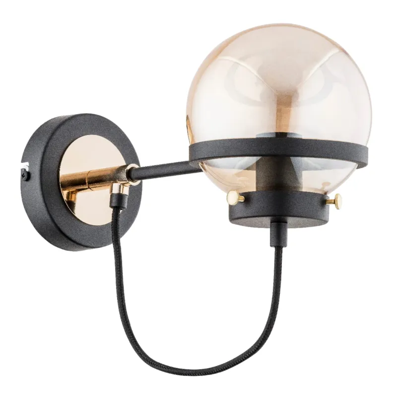 Tylko do końca tygodnia Lampa ścienna Kinkiet Vesta 25980 Alfa 1xE14 LED Metal/Szkło Czarny - Złoty