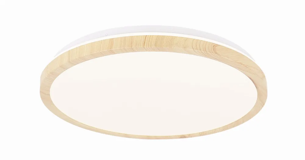 Lampa 14 sufitowa Candellux Gandava biała z drewnianym dekorem LED Oferta limitowana