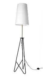 Niska cena Lampa podłogowa Candellux Taflo czarno-złota z białym abażurem