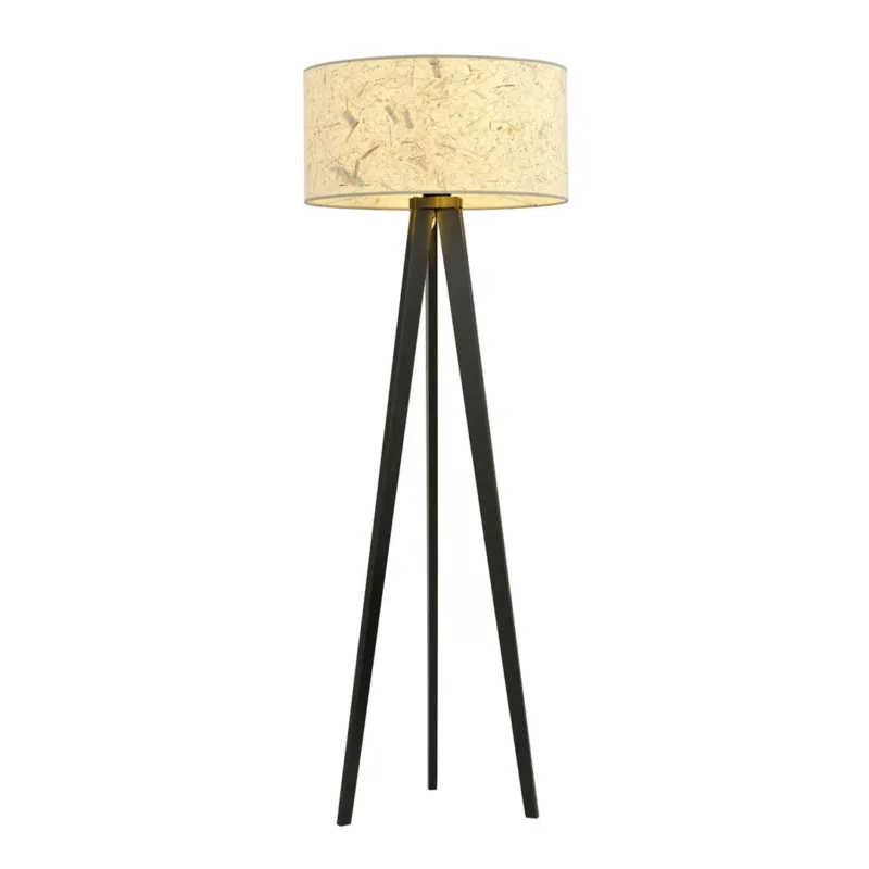 Dostępne od ręki Lampa podłogowa Emibig Aston czarna z brązowym abażurem E27
