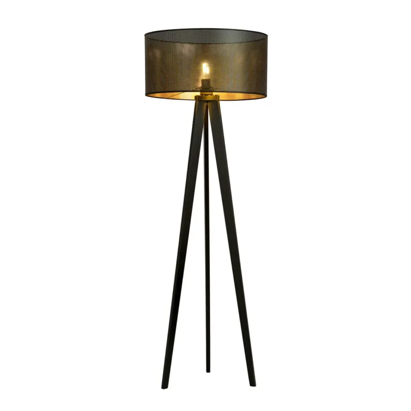 Lampa podłogowa Emibig Aston czarna ze złotym kloszem 1×E27 Ostatnia szansa