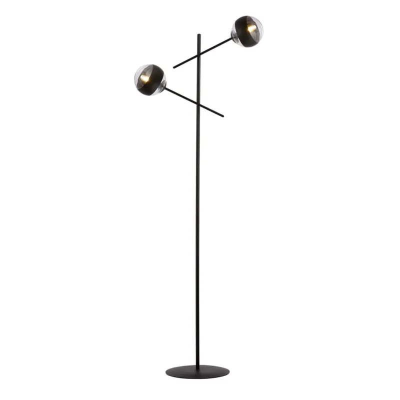 Lampa podłogowa Emibig Linear LP2 czarna z transparentnym kloszem 2×E14 Ekspresowa dostawa