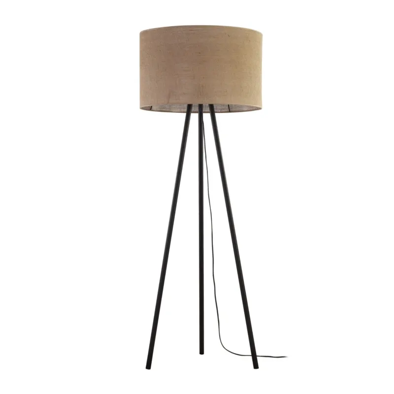 Wyjątkowa oferta Lampa podłogowa Juta Czarny 1x E27 - TK Lighting