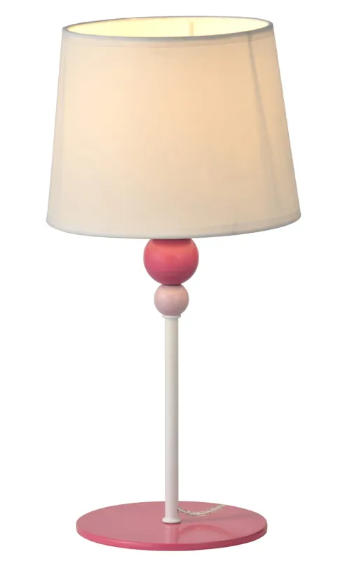 Dostępne od ręki Lampa stołowa Candellux Bebe biała z różowym abażurem 1×E27