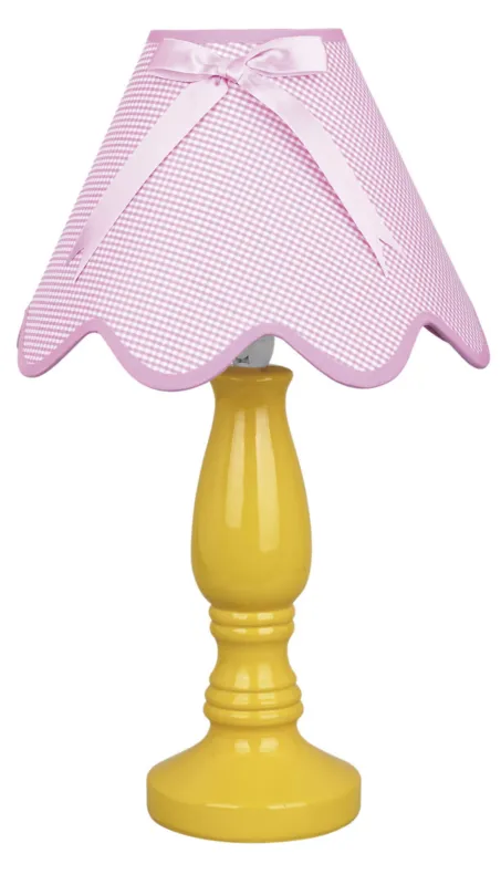 Lampa stołowa Candellux Lola różowa z różowym abażurem 1×E27 Tani