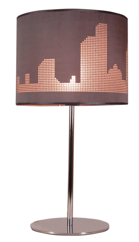 Bezpieczna płatność Lampa stołowa Candellux Manhattan czarna z szarym abażurem 1×E27