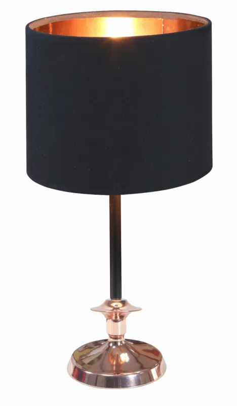 Oferta limitowana Lampa stołowa Candellux Violino miedziano-czarna z abażurem E14