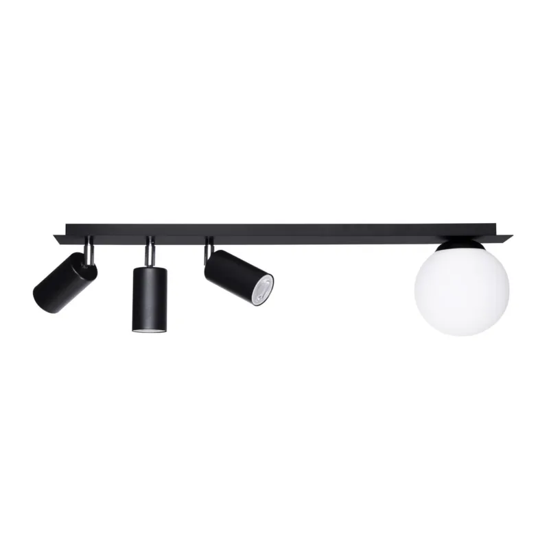 Lampa sufitowa ALBIO K-4136 Czarny, biały matowy 3 + 1 źr., GU10 + E14, 10W LED - Kaja Taniej
