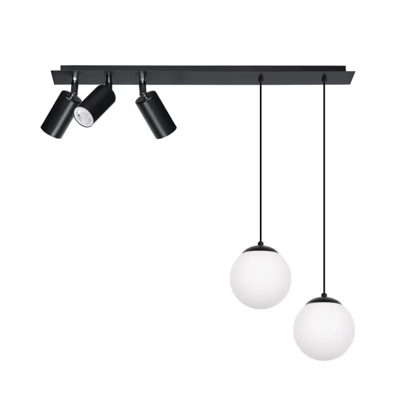 Hit cenowy Lampa sufitowa ALBIO K-4138 Czarny, biały matowy 3 + 2 źr., GU10 + E14, 10W LED - Kaja