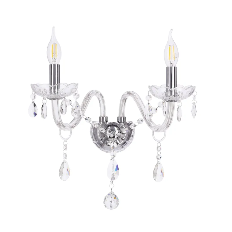 Nowość Kinkiet Candellux Cristallo chrom z transparentnym kloszem 2×E14