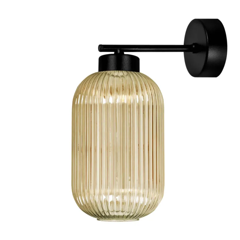 Kinkiet FADIGA K-5747 Bursztynowy, czarny 1 źr., E27, 15W LED - Kaja Ostatnie sztuki