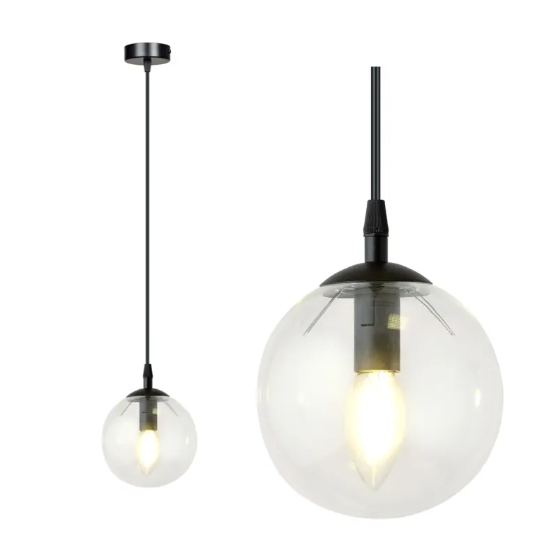 Lampa wisząca Emibig Cosmo 1 czarna z transparentnym kloszem E14 Niska cena