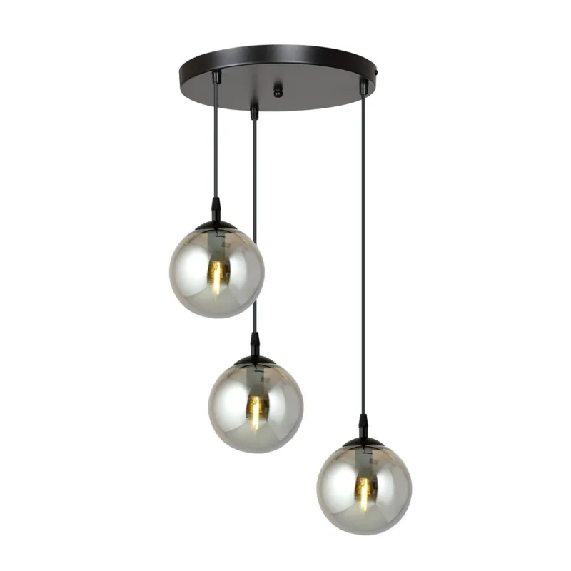 Oferta limitowana Lampa wisząca Emibig Cosmo 3 Premium czarna z grafitowym kloszem 3×E14