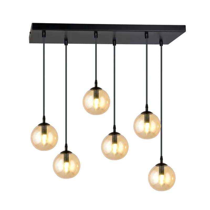 Lampa wisząca Emibig Cosmo 6 czarna z miodowym kloszem 6×E14 Ekspresowa dostawa