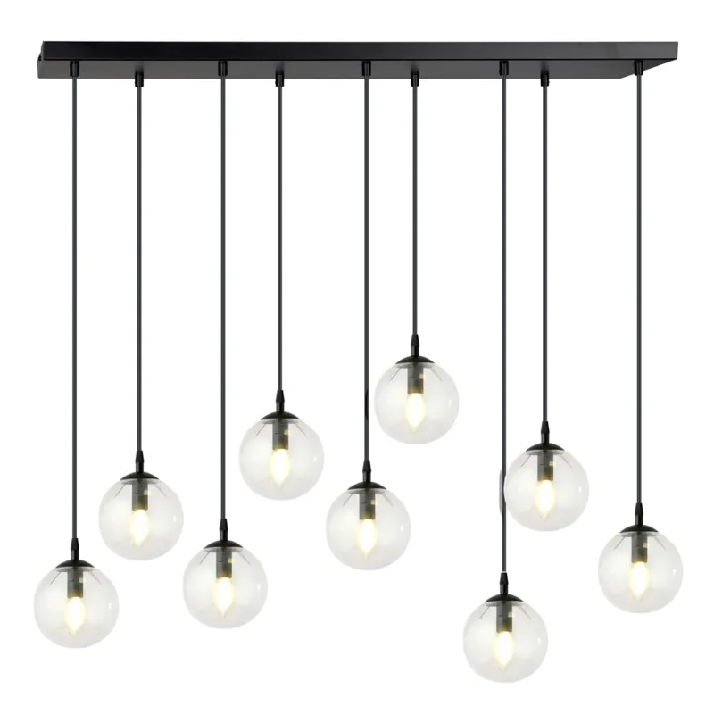 Darmowy zwrot Lampa wisząca Emibig Cosmo 9 czarna z transparentnym kloszem 9×E14