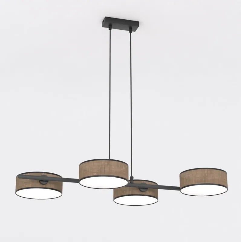 Rabat Lampa wisząca Emibig Drumz 4 czarna z brązowym kloszem 4×E14