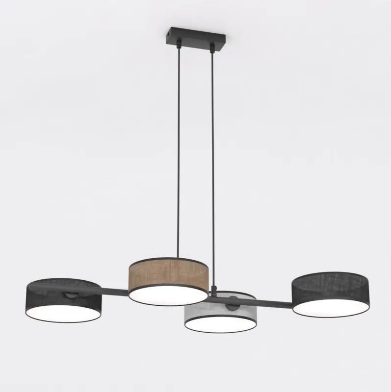 Lampa wisząca Emibig Drumz 4 Mix1 czarna z brązowym i szarym kloszem 4×E14 Ekspresowa dostawa