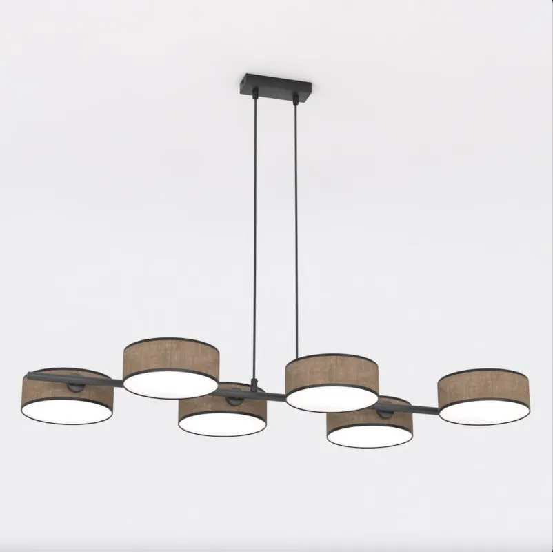 Promocja Lampa wisząca Emibig Drumz 6 czarna z brązowym kloszem 6×E14