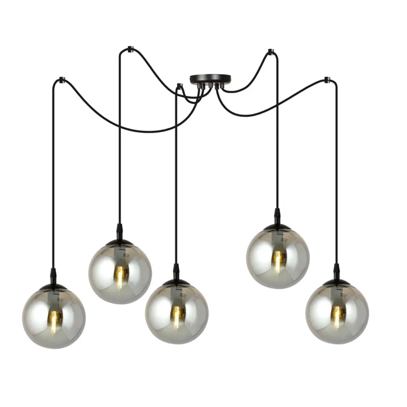 Wyprzedaż Lampa wisząca Emibig Gigi 5 czarna z grafitowym kloszem 5×E14