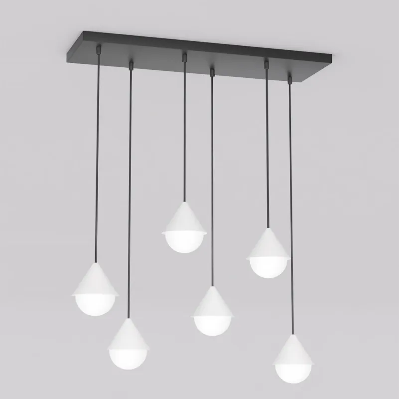 Lampa wisząca Emibig Giro 1662 6 czarna z białym kloszem 6×G9 Popularny