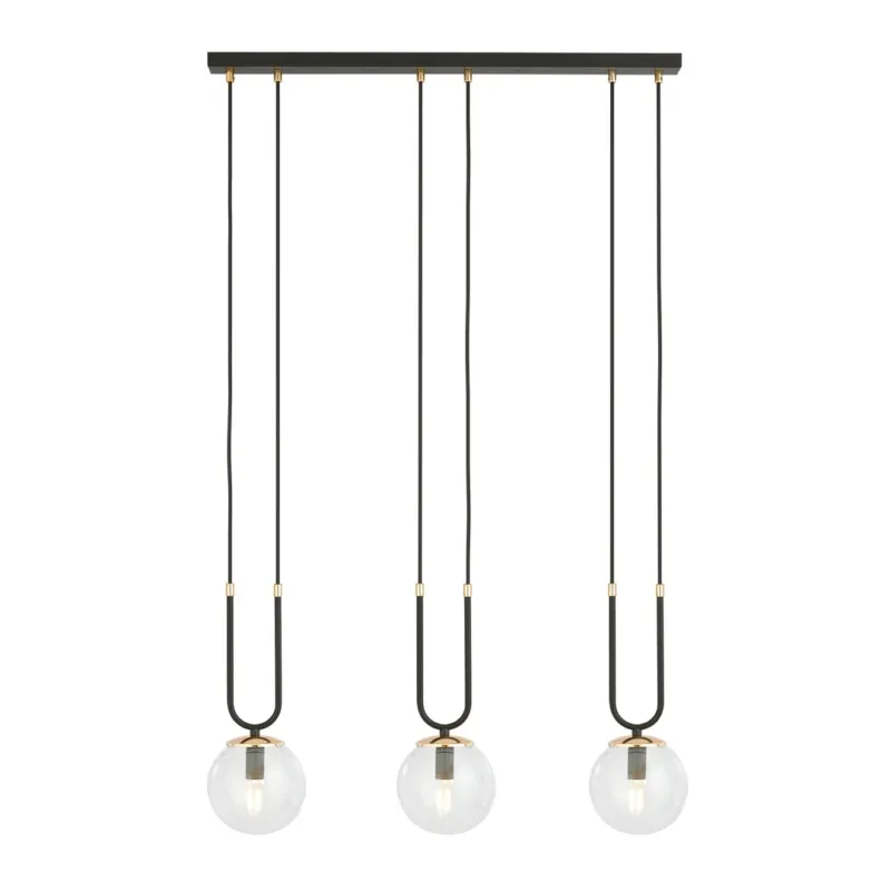 Zniżka Lampa wisząca Emibig Glam 3 czarna z transparentnym kloszem 3×E14