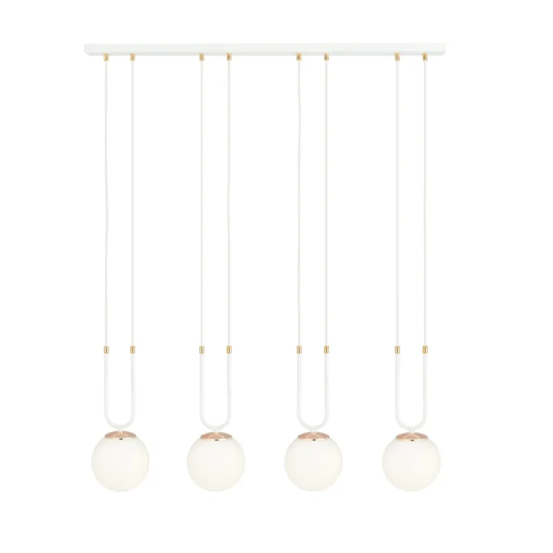 Ekspresowa dostawa Lampa wisząca Emibig Glam 4 biała z opalowym kloszem 4×E14
