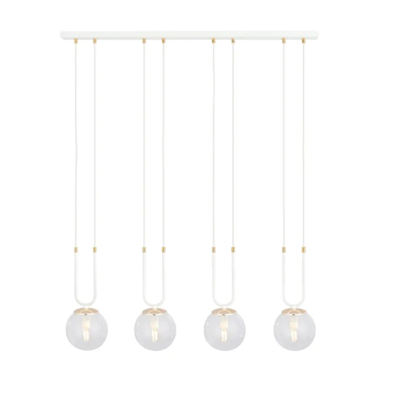Lampa wisząca Emibig Glam 4 biała z transparentnym kloszem 4×E14 Ekspresowa dostawa