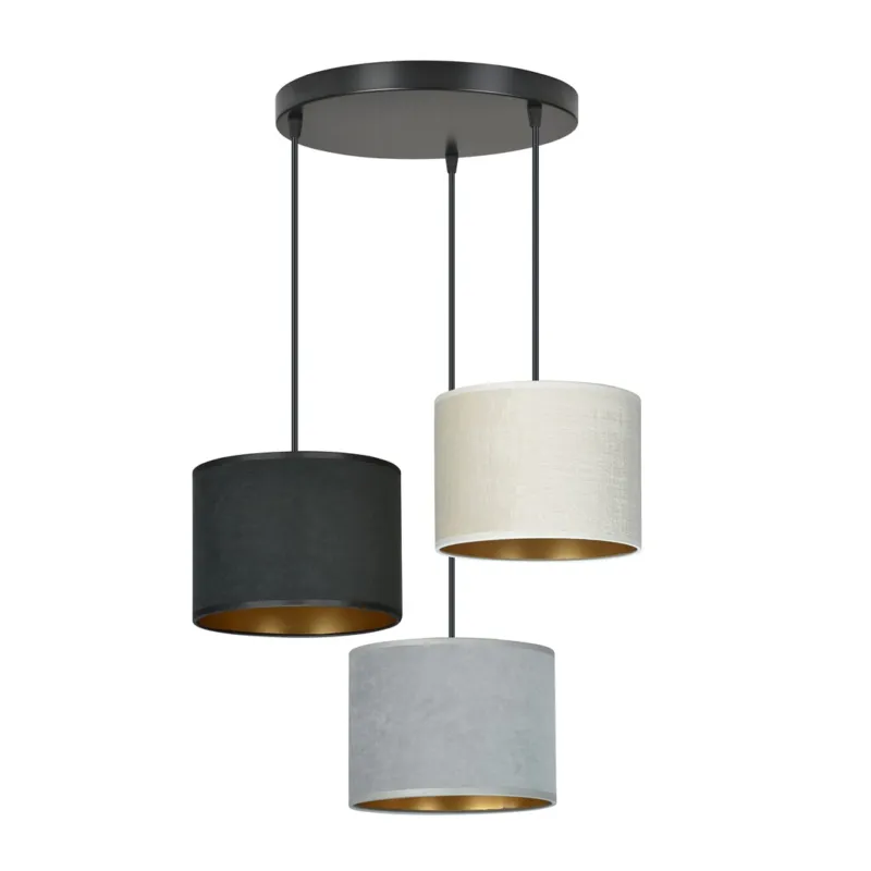 Lampa wisząca Emibig Hilde 3 Premium czarna z mieszanymi kloszami 3×E27 Tani